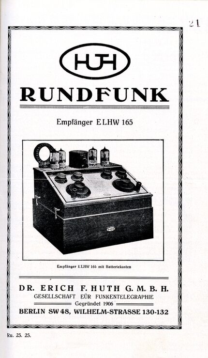 Beispiel für einen professionellen Einröhrenempfänger, 1925